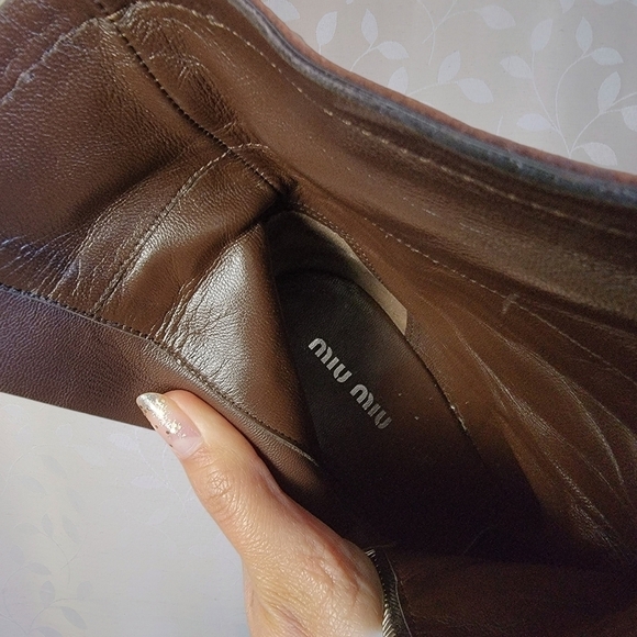 Miu Miu Y2K Platform Stiletto Boots - Studded Brown Ankle Heels 37 Designer - Picture 14 of 15